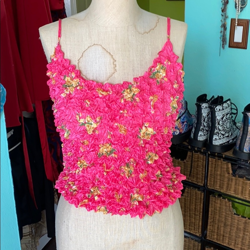 Floral “popcorn “top
